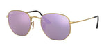 Lentes De Sol Rb Hexagonal Flat Rb3548n Dorado Lila Espejo